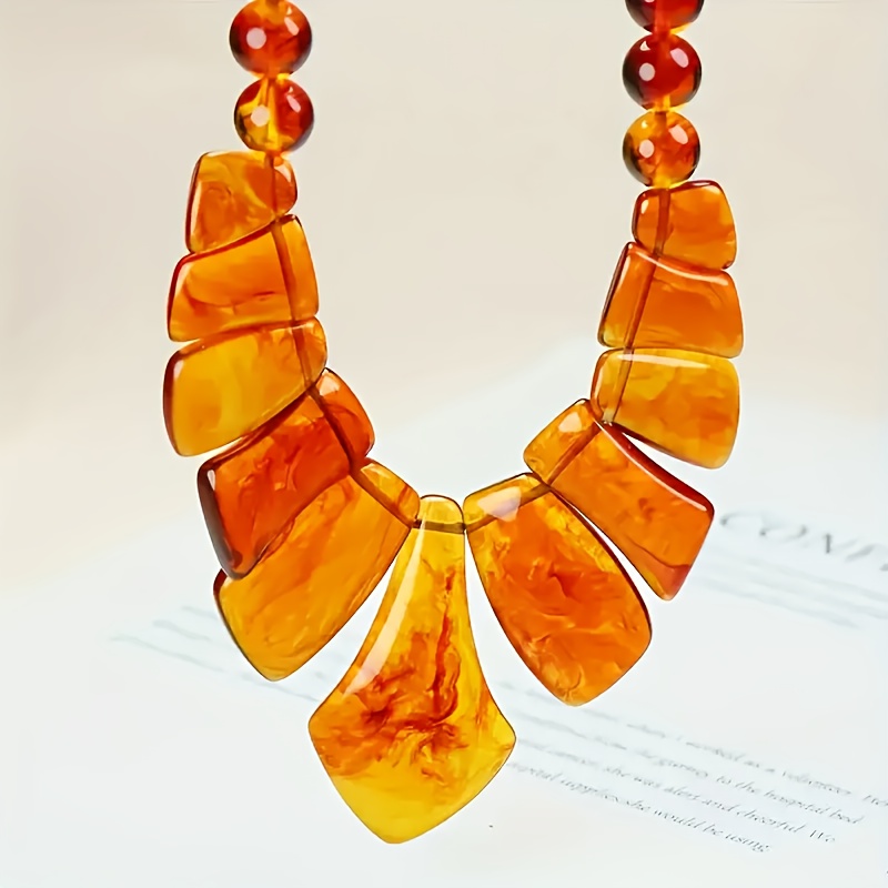 Bloodshot Amber Necklace, Unisex Handmade Gift